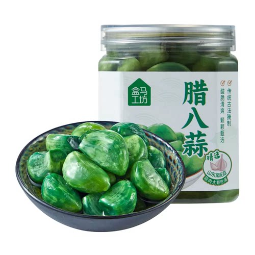 盒马代购工坊腊八蒜400g冷藏口感爽脆传统工艺青翠爽口甘甜不辛