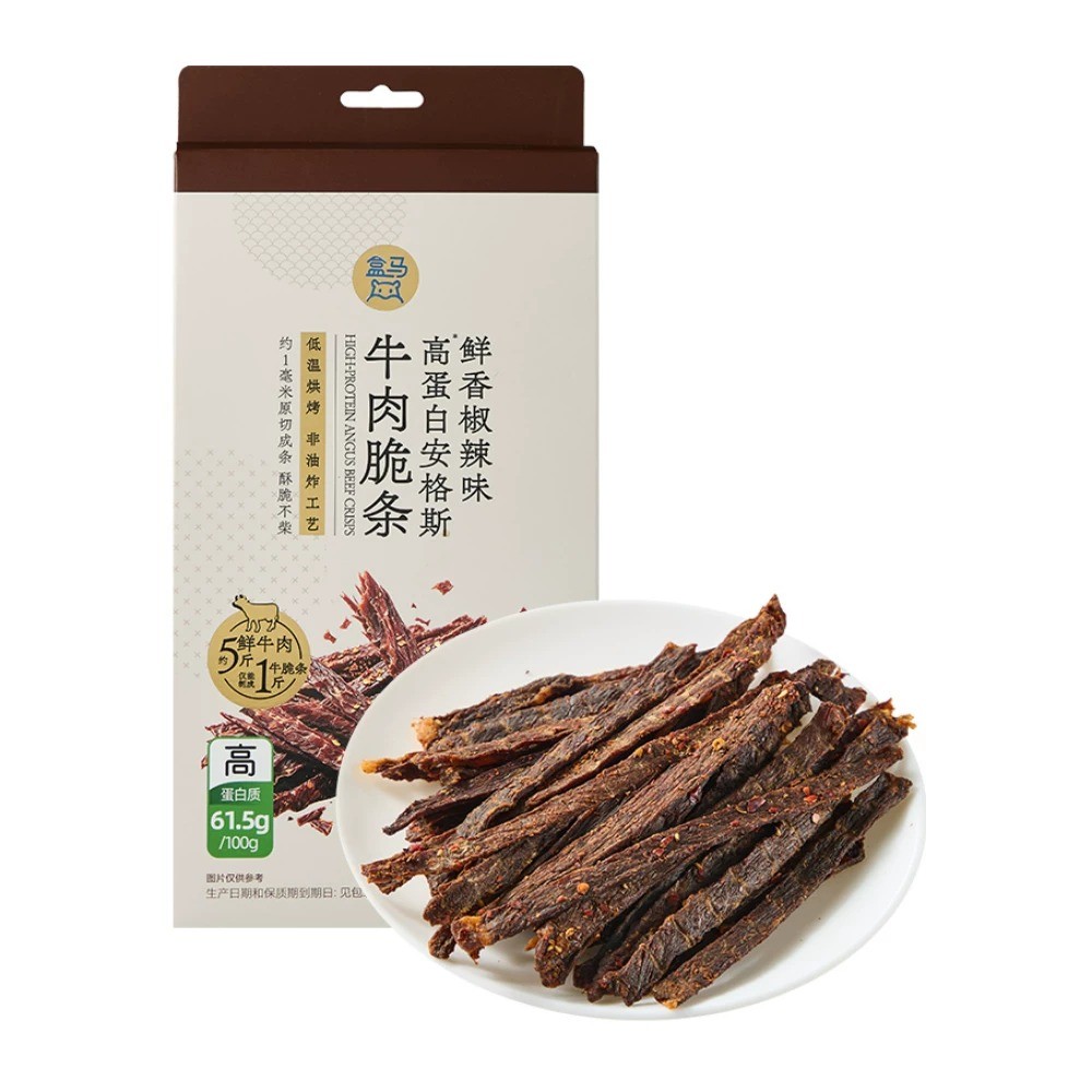 盒马代购高蛋白安格斯牛肉脆条鲜香椒辣味88g酥脆不柴非油炸工艺图片