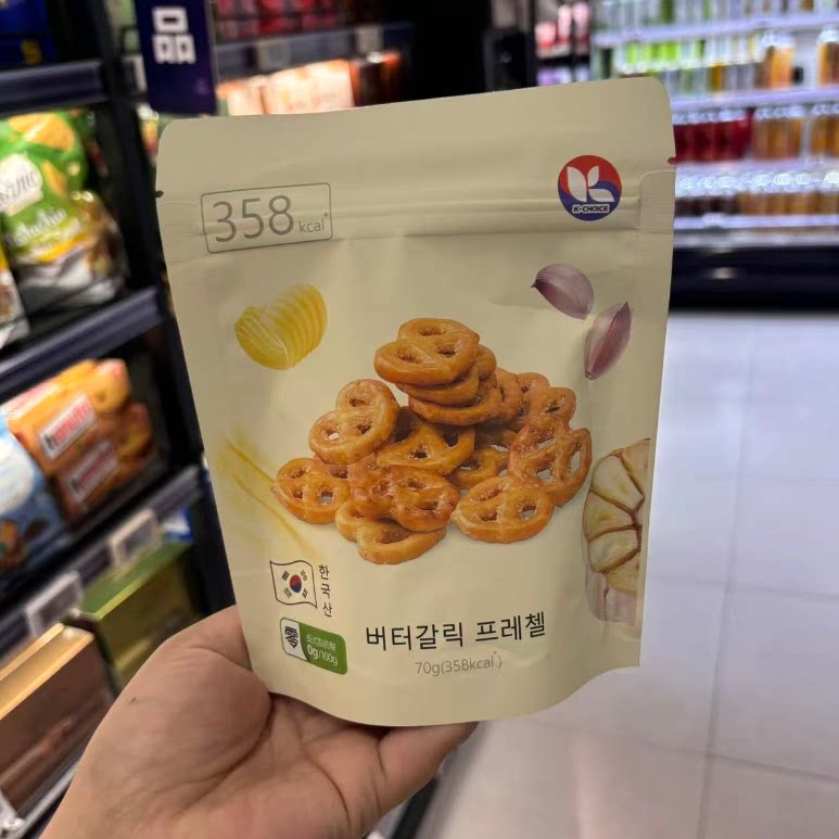 盒马代购碱水结饼干(蒜香黄油味)70g韩国进口休闲零食咸甜适中