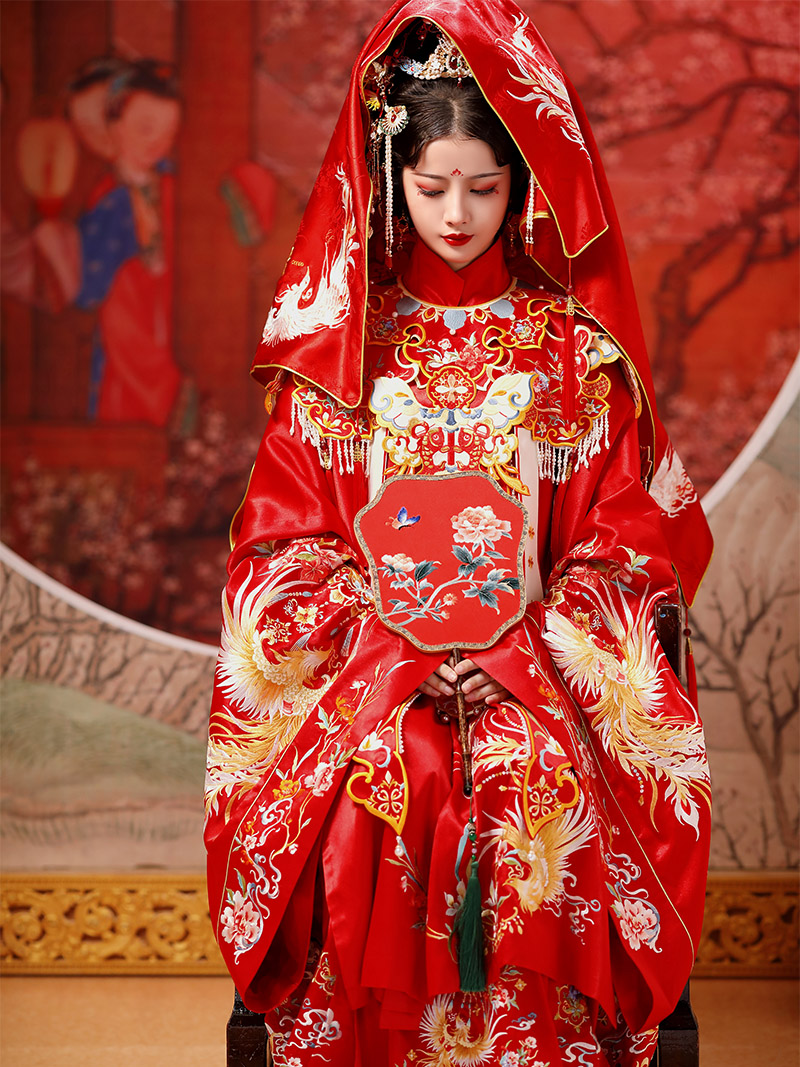 序绘明制云肩鸾凤和鸣立领斜襟长袄绣花马面裙刺绣汉服婚服女冬款