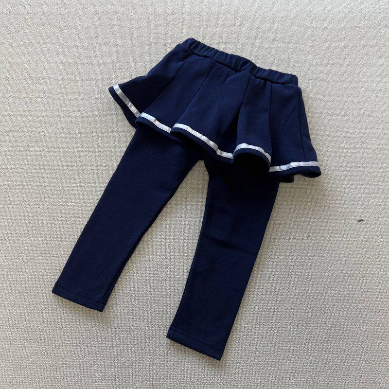 120-130码 外贸秋冬女童儿童加绒不倒绒假两件打底裤裙