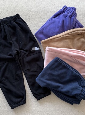 120-160码外贸秋冬款男女儿童加绒双面绒宽松运动休闲长裤子