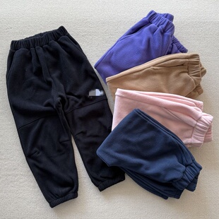 120-160码外贸秋冬款男女儿童加绒双面绒宽松运动休闲长裤子