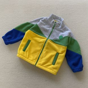 卫衣绒衫 外贸春秋男女儿童拼色加绒拉绒长袖 8码
