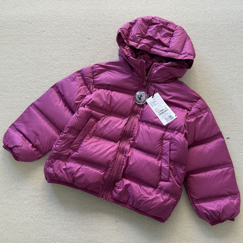 可亲子~120-165码 外贸冬款女童儿童可爱宽松连帽拉链轻薄羽绒服