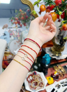 古法金18k芝麻珠0、8mm超小珠蜡线编织手绳24k手工手绳配件材料