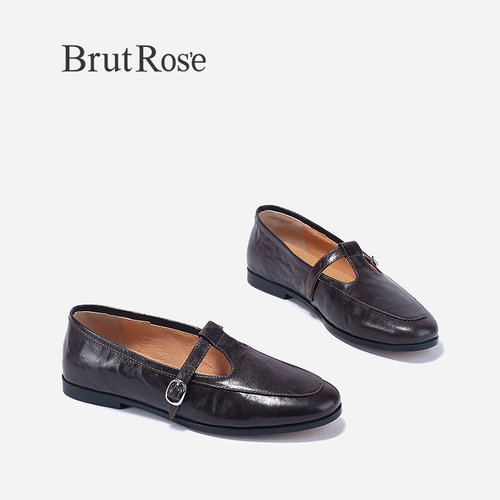 BrutRose2024春季新款复古优雅小皮鞋女真皮玛丽珍鞋羊皮休闲单鞋