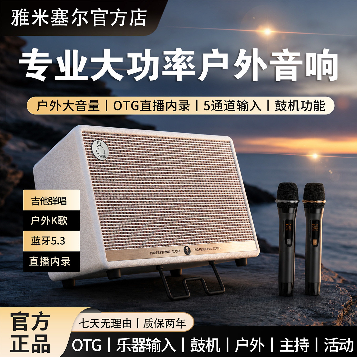 雅米塞尔G25吉他弹唱音箱户外大功率充电蓝牙K歌乐器直播内录OTG