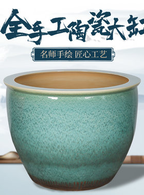 陶瓷大缸种树室外庭院荷花睡莲