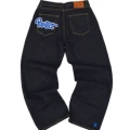 Black Pants with Blue Lettering