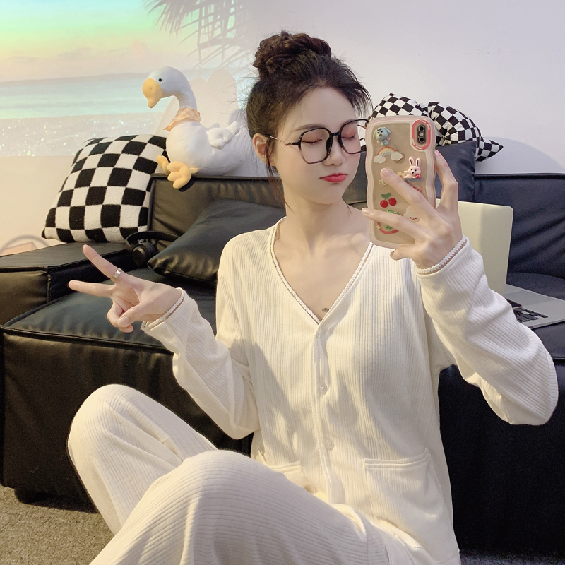 睡衣女春秋款季纯棉长袖韩版套装