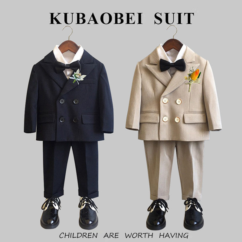 男童西装套装三件套春秋儿童西服男宝周岁礼服洋气英伦花童演出服