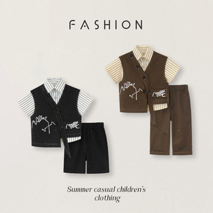 男童西装套装夏帅气时髦儿童花童生日钢琴演出服男孩小主持人礼服