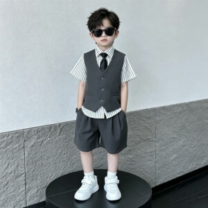 男童夏季马甲三件套演出礼服