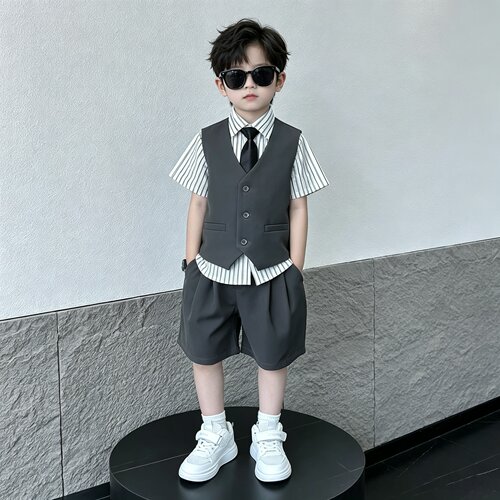 男童夏季马甲三件套演出礼服