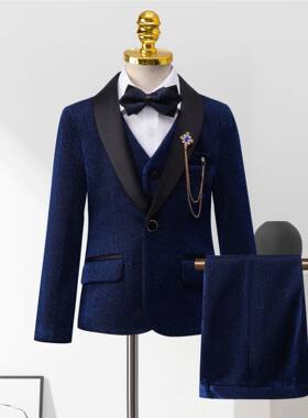 儿童礼服男童西装套装帅气英伦花童主持人服装走秀钢琴演出西服