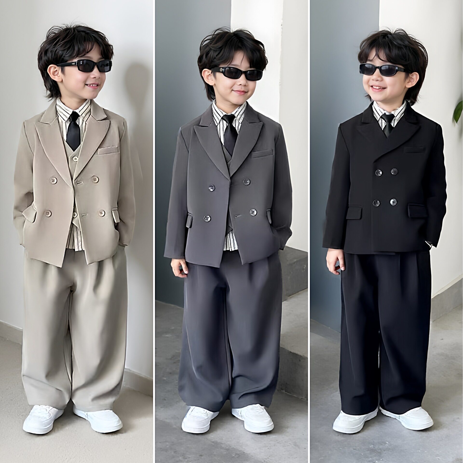 男童春秋帅气西服西装花童礼服
