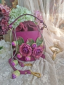 芳圃原创全植鞣牛皮手工枯玫瑰复古手提斜挎水桶包002