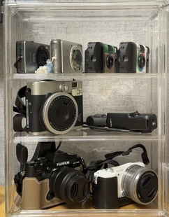 拍立得相机收纳盒透明ccd数码相机防尘柜镜头配件相纸桌面展示箱