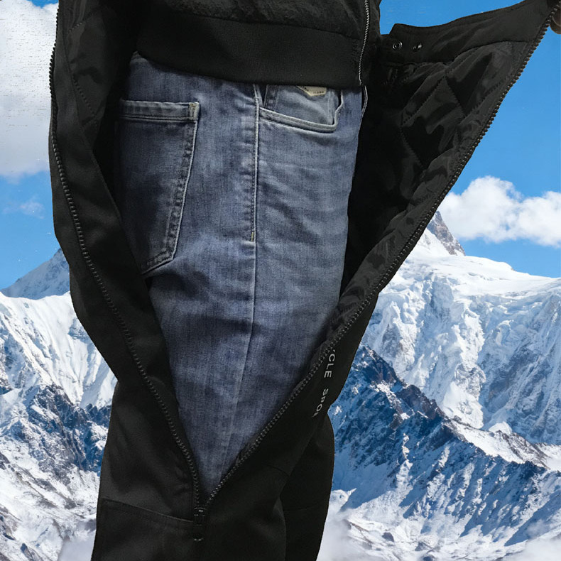 黑色加绒防风直筒速脱裤