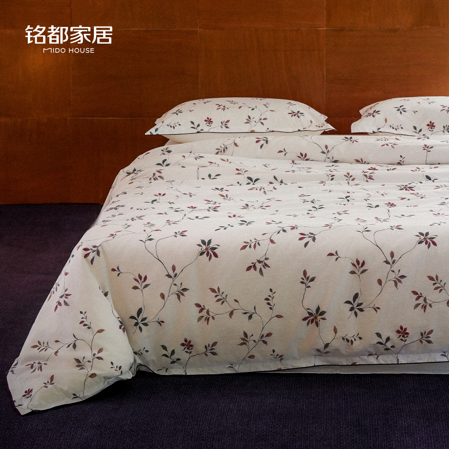 铭都床上四件套2026新款棉麻四季通用印花床单被套床品套件-简絮