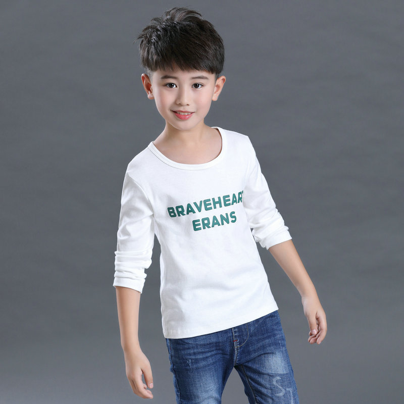 Childrens wear boys long sleeve T-shirt childrens top pure cotton middle and large childrens bottoming shirt 2020 new spring and autumn clothes Korean version