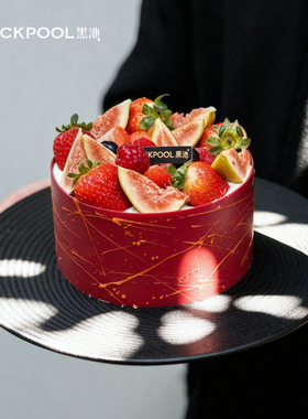 黑池浆果地红丝绒草莓软忌廉节日生日蛋糕广州深圳上海同城配送