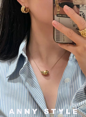 anna欧美黄铜女编织麻花耳圈