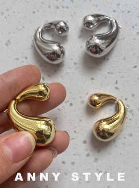 anna925银欧美镜面水滴开口戒指