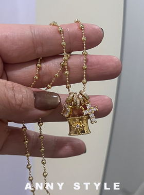 anna925纯银十字架锁包项链