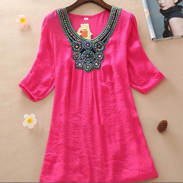 5 Colors Women Bohemia Blouses Shirt Embroidered Loose O Nec|msdalam kategori Aksesori Digital 3C, peralatan rumah &amp; Aksesori, AV penukar - dari Buy2taobao.com untuk memberikan perkhidmatan ejen Taobao profesional membeli