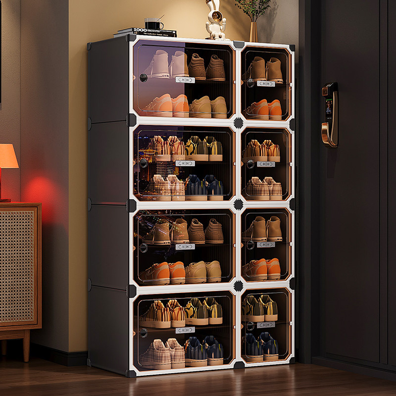 鞋盒收纳盒透明收纳神器防尘小窄鞋架子多层家用门口一体靠墙鞋柜,收纳整理,鞋盒,淘宝优惠券,粉丝福利购,淘宝优惠卷