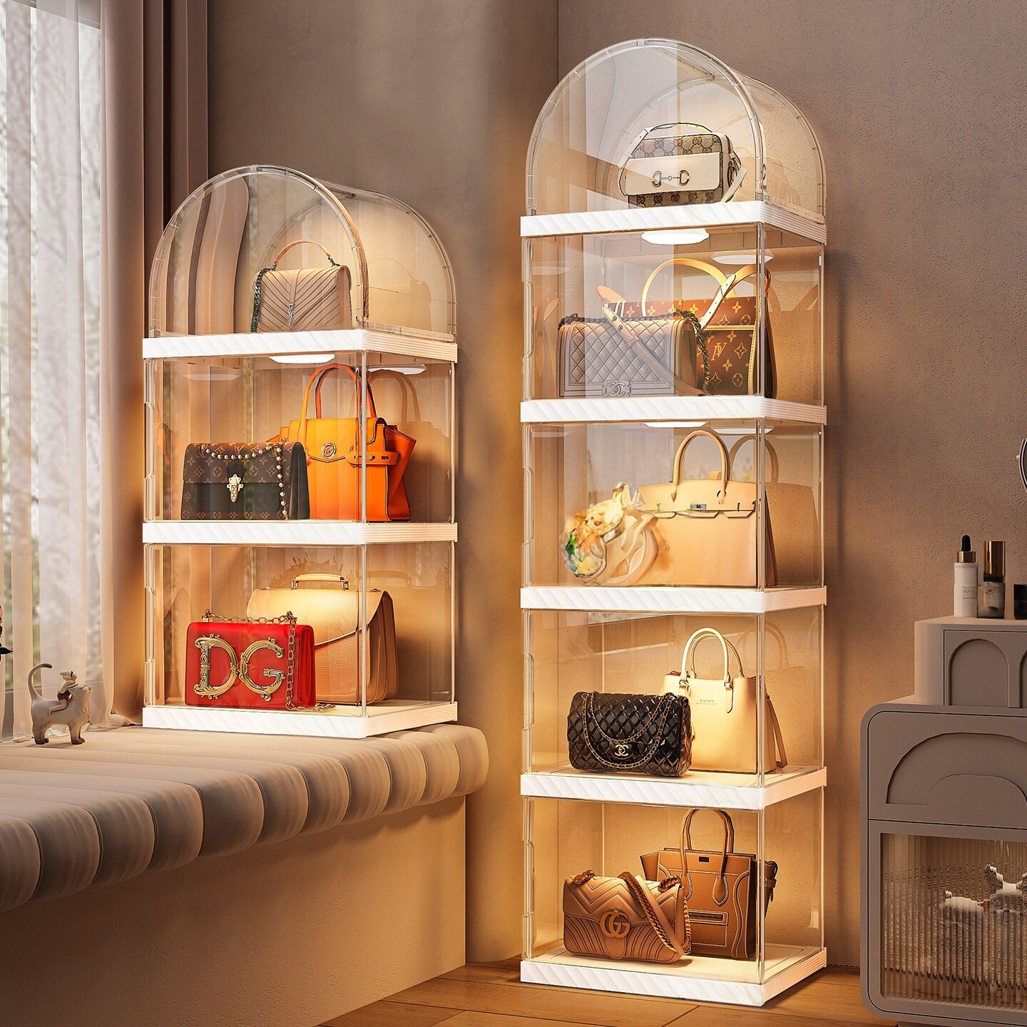 包包收纳柜神器放包包架子奢侈品透明收纳盒家用展示放包的置物架
