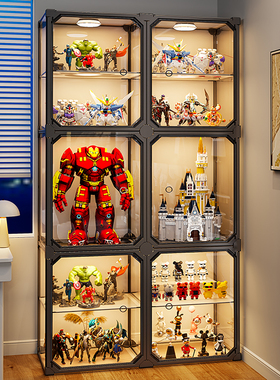手办展示柜玩具收纳盒积木模型盲盒家用适用乐高透明高达置物架子