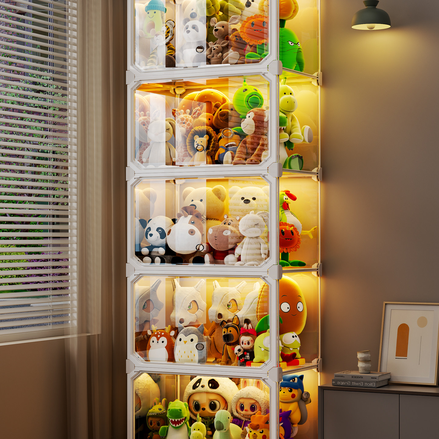 毛绒玩具收纳神器娃娃收纳桶放公仔透明盒装布玩偶展示柜置物架子,收纳整理,脏衣篮,淘宝优惠券,粉丝福利购,淘宝优惠卷