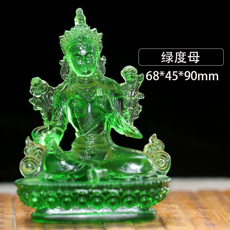 琉璃黄财神药师佛文殊绿度母摆件佛堂客厅居家供奉随身迷你小佛像