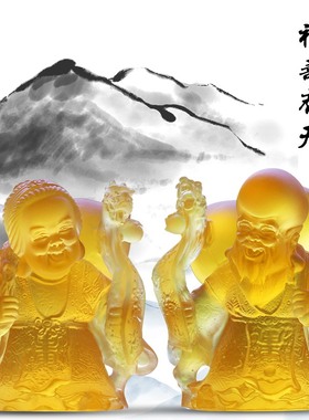 寿星公客厅琉璃工艺品送长辈高