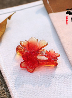 琉璃桃花笔架笔搁创意摆件