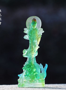 乘龙琉璃观音菩萨佛像摆件