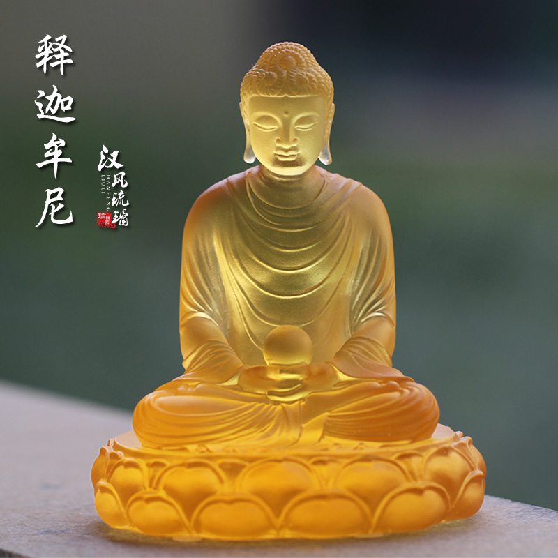 琉璃佛像三宝佛释迦牟尼佛居家客厅佛堂寺庙供奉佛像工艺品摆件