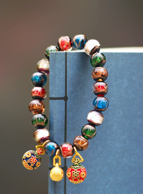 古法琉璃吞金兽香灰琉璃手串