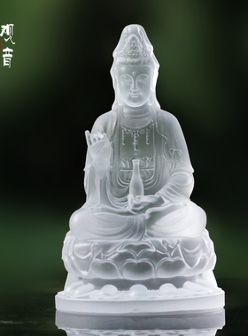 琉璃净瓶坐莲观音菩萨佛像摆件居家客厅佛堂寺庙桌面供奉观世音
