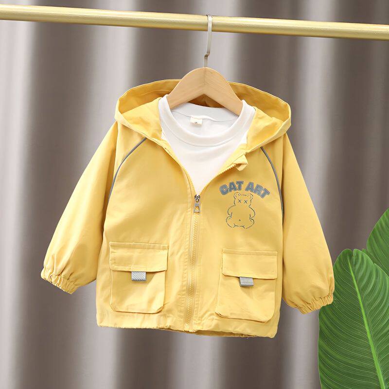 儿童纯棉上衣男童外套春秋款宝宝夹克休闲中小童小孩衣服帅气