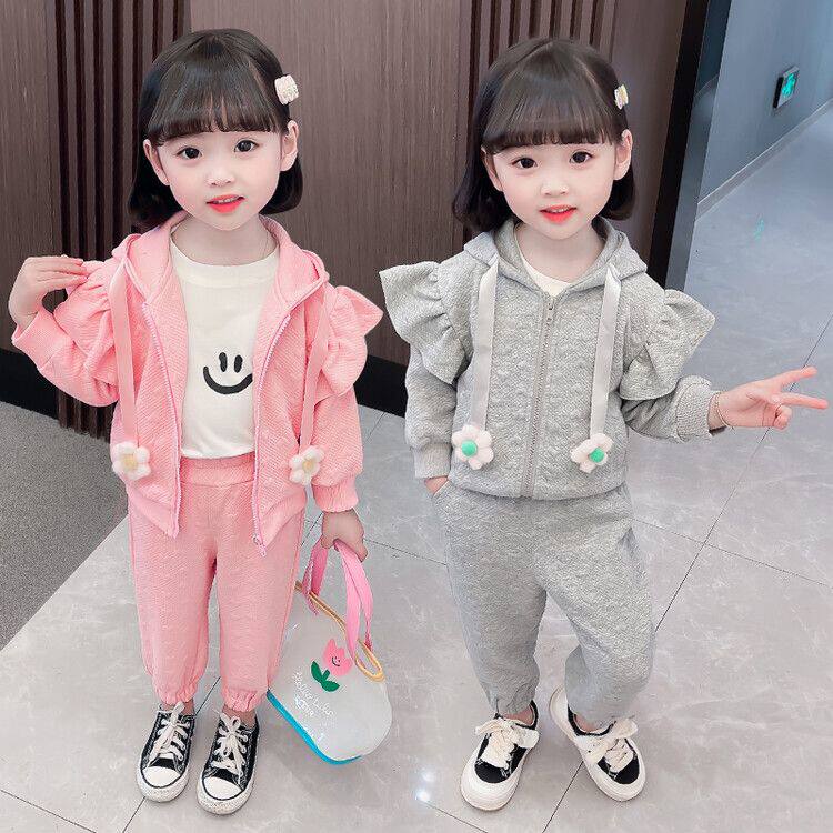 女童提花套装外套春秋季洋气时髦中小儿童女孩潮衣休闲运动两件套