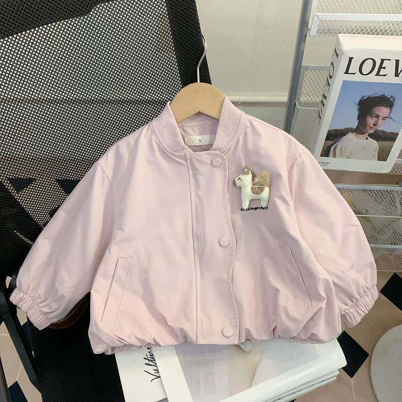 女童外套春装新款儿童宽松时髦夹克上衣小童开衫上衣潮女宝宝外套