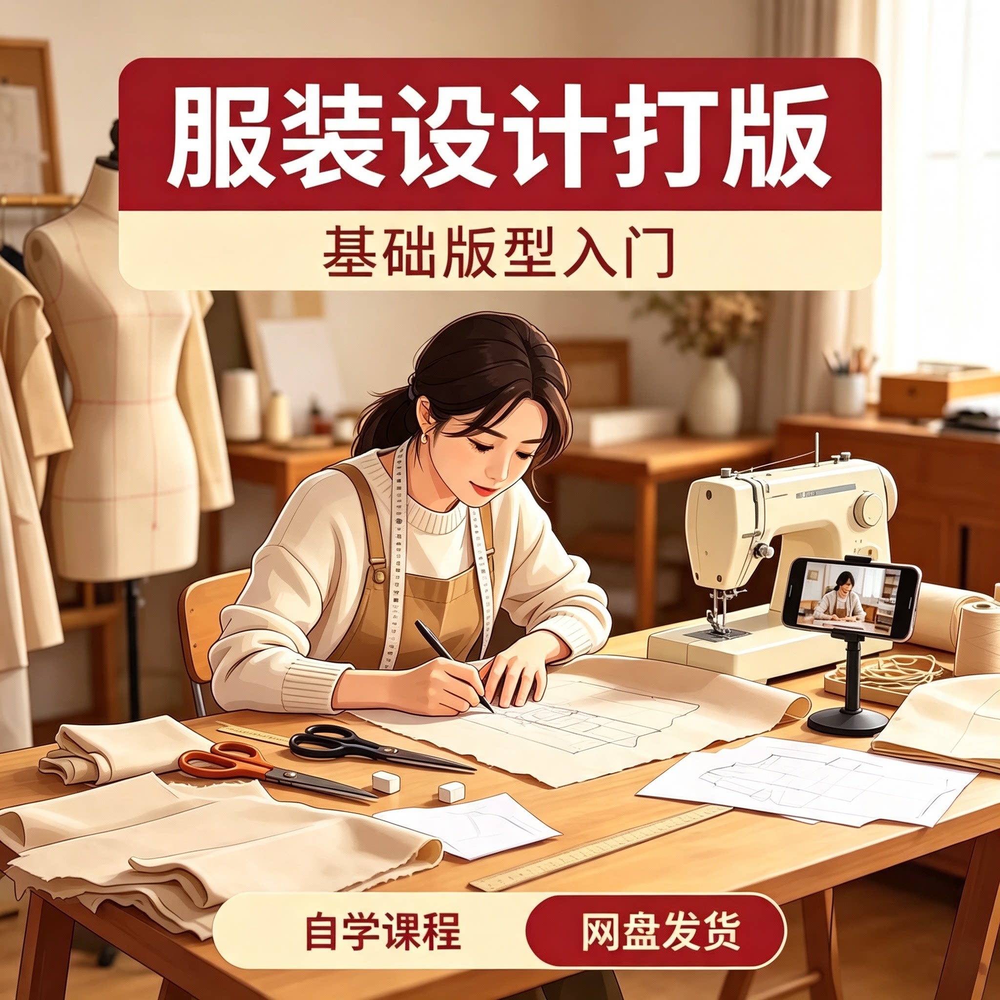 服装设计打版自学课程纸样剪裁缝纫基础版型入门视频教学资料