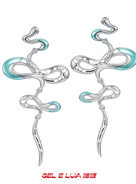 GELELUA/啫喱原创设计双生灵蛇耳环时尚简约气质复古耳饰