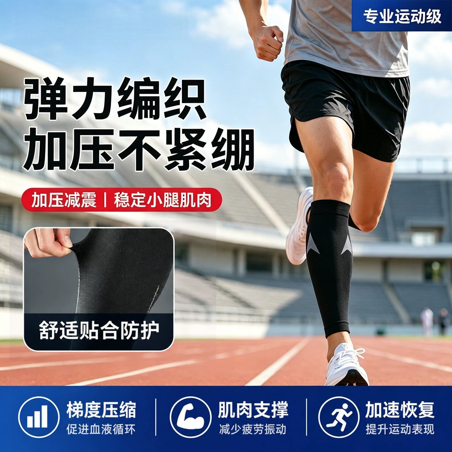 专业运动护小腿保护压力腿套男士跑步骑行健身压缩绑腿束带神器袜