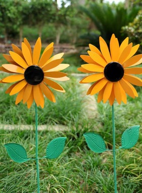 爆款 金属 向日葵旋转风车 windmill 户外园林装饰插件铁艺工艺品