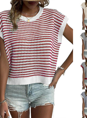 Fashion women's knitted sweater and casual sweater vest top